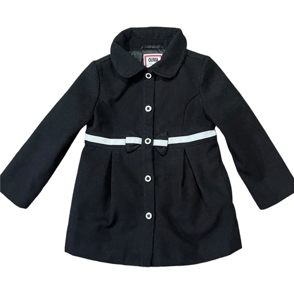 Olivia for Gymboree Black Peacoat with White Bow Accent sz 4 - Picture 7 of 8